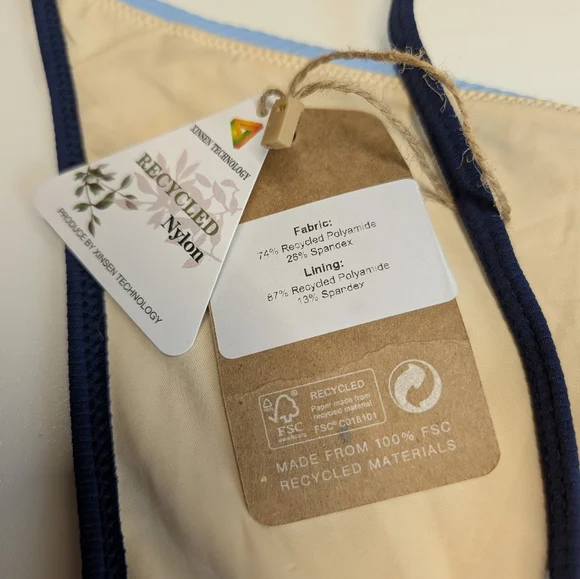 Berlook Blue Contrast Trim One-Piece Swimsuit Size Large NWT - Picture 9 of 13